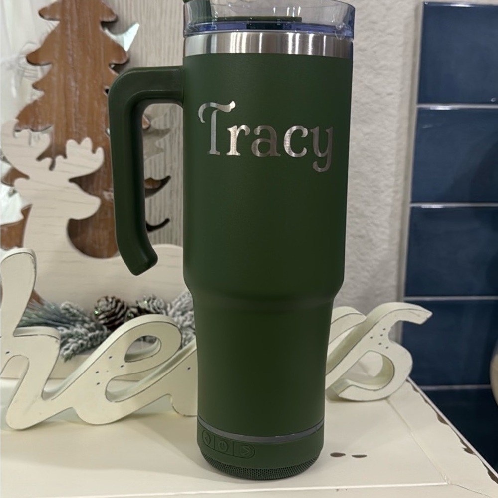 30 oz Bluetooth Speaker Travel Tumbler Hunter Green - Picture 8 of 9